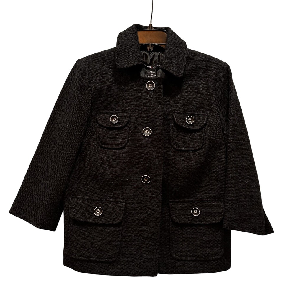 New York & Company Black Tweed /linen Fabric Blazer Jacket Small NWT